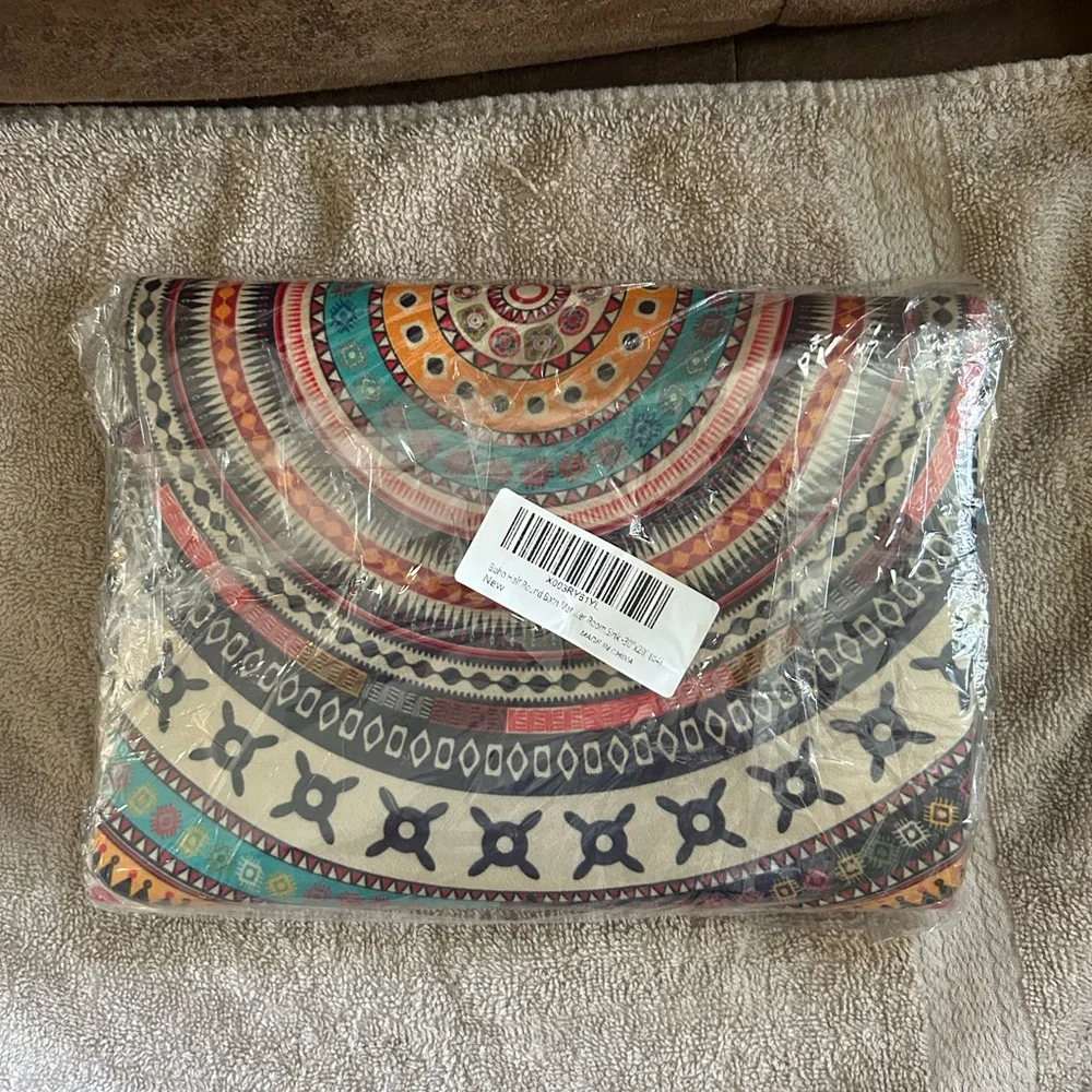Boho Half Round Super Absorbent Thin Rubber Non-slip Bottom Shower🛁Rug